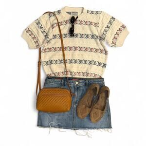 Boho preppy cottagecore grandmacore spring short sleeve knit sweater